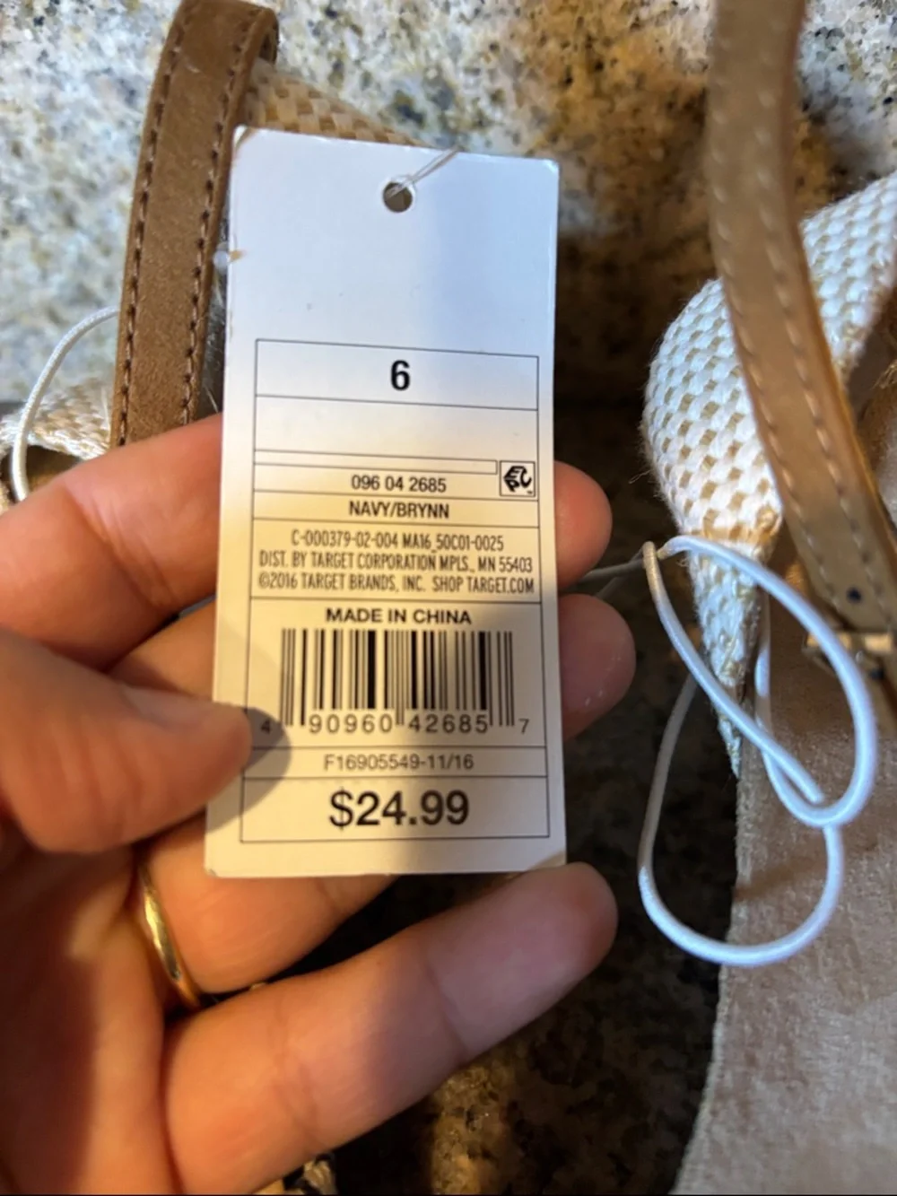 Merona Beige and Black Striped Knot Espadrille Sandals